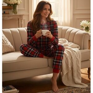 Polo Ralph Lauren Women's 2-Piece Pajama Set - Red Plaid‎ Tartan Size M - NWT